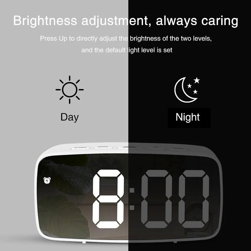 

LED Voice Control Snooze Time Mirror/Acrylic Digital Alarm Clocks Temperature Display Night Mode Reloj Despertador Digital