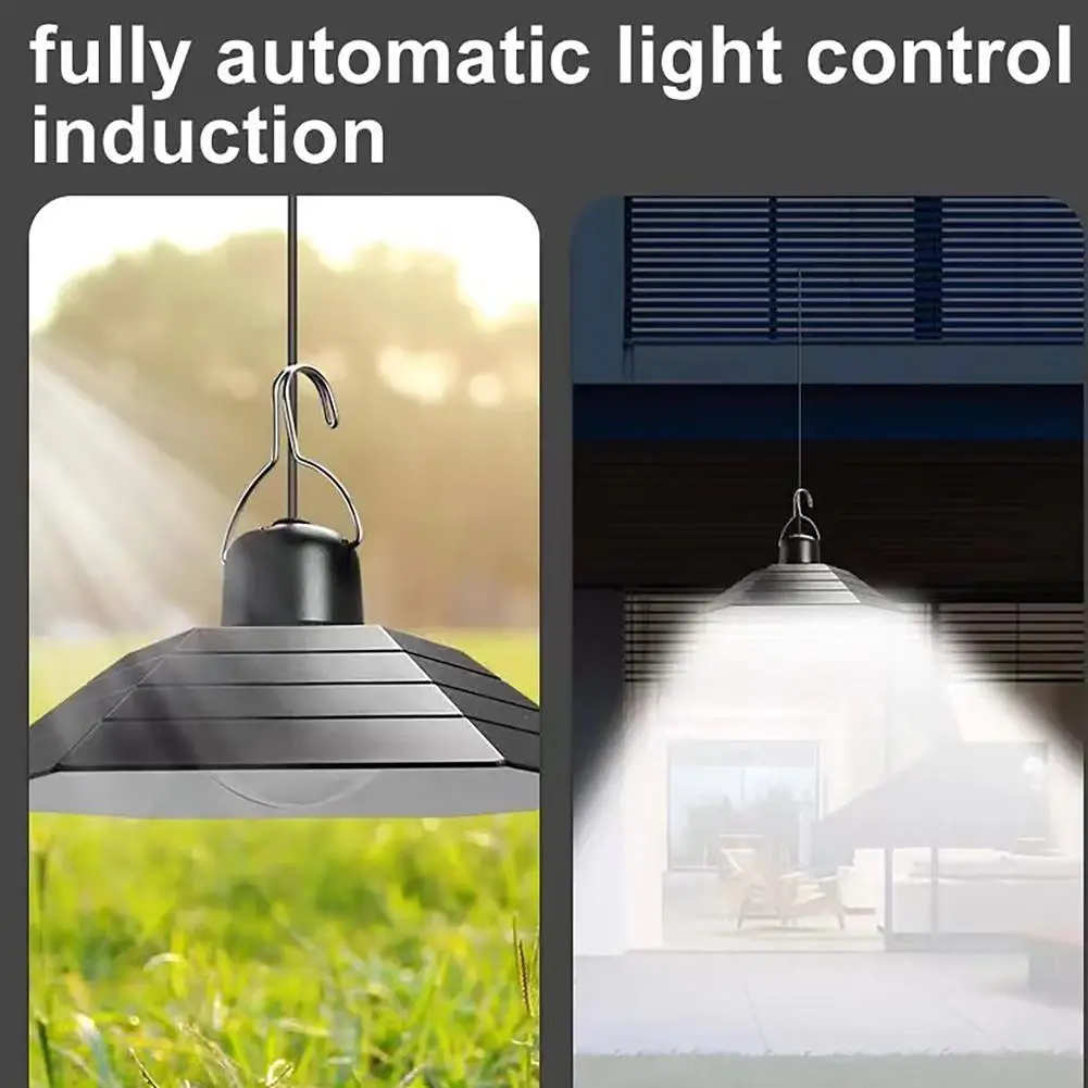 Outdoor LED Solar Shed Light With Remote Control Waterproof Solar Powered Pendant Light For Garage Patio Decor images - 6