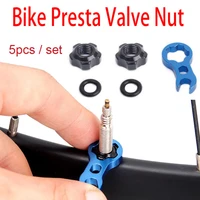 1 set mountain bike presta valve nut mtb road bicycle tubeless tire valve cap vacuum tire nozzle lock with install wrench