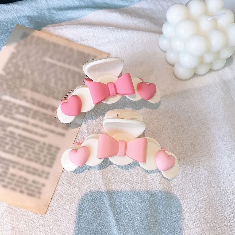 

New Peach Bow knot sweet claw clip Shark Clip Elegant Temperament Ponytail Hair Clip women Claw Crab Headwear Hair Jewelry
