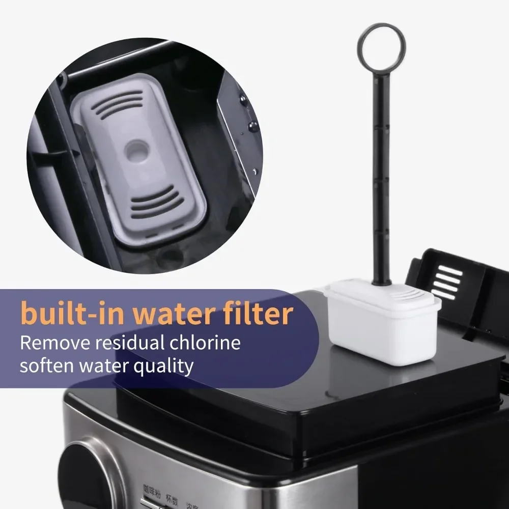 Кофемашина с мельницей для заусенцев 12 чашек черная/нержавеющая сталь фильтром