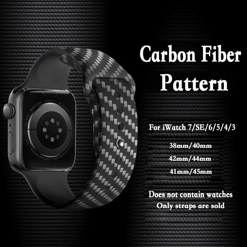 

Ремешок из углеродного волокна для Apple Watch Band 7 SE 6 5 4 3, сменный Браслет для iWatch 38 40 42 44 42 45 мм
