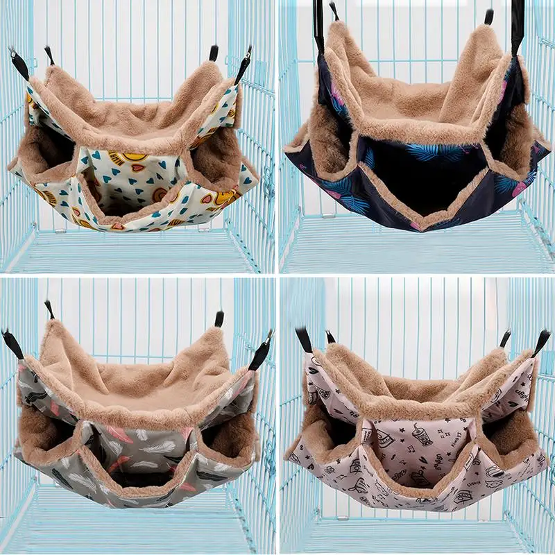 

Small Pet Hammock Hamster Hammock Maze 3 Layer Hammock Honey Bag Glider Squirrel Sleeping Bag Warm Pets Nest Sleeping Bed