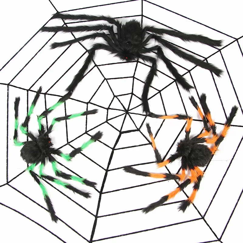 

Halloween Spider Party Decoration Props Spider Web Secret Room Tricky Simulation Plush Spider Halloween Decor Gothic Decor