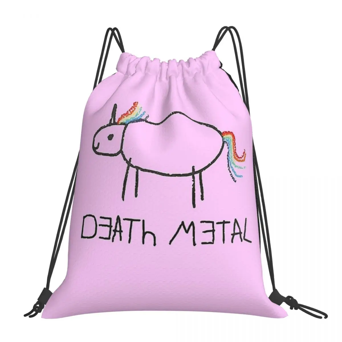 

Death Metal Unicorn Backpacks Casual Portable Drawstring Bag Drawstring Bundle Pocket Sports Bag Book Bag For Man Woman Students