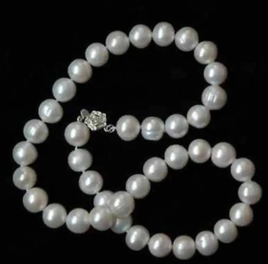 

hot Real Fresh water 8-9mm White Pearl Necklace 18inch