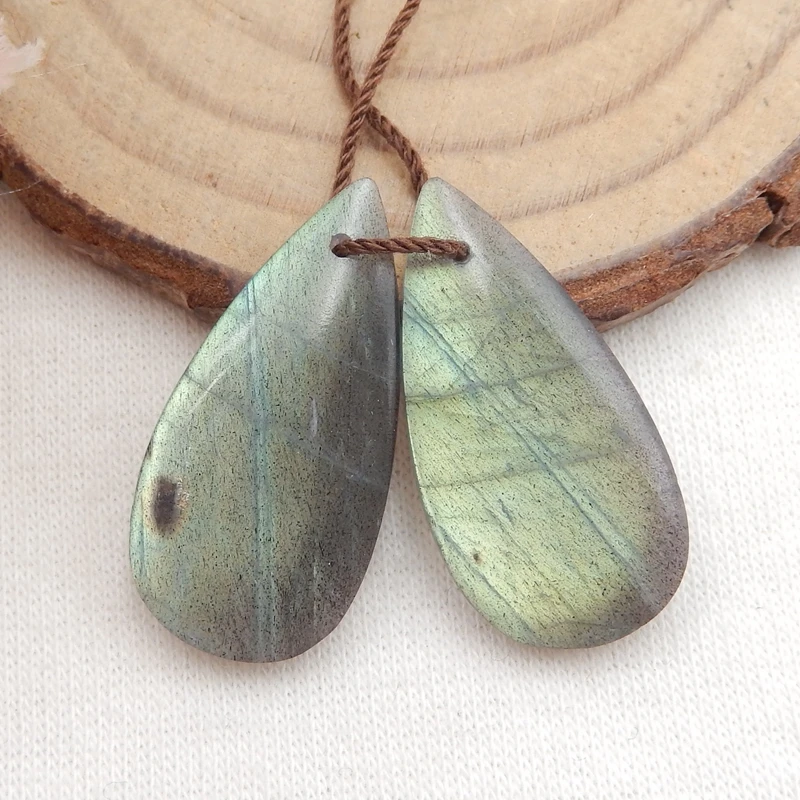 

Natural Labradorite teardrop Earring Beads,stone for earrings making 27x14x5mm5.6g