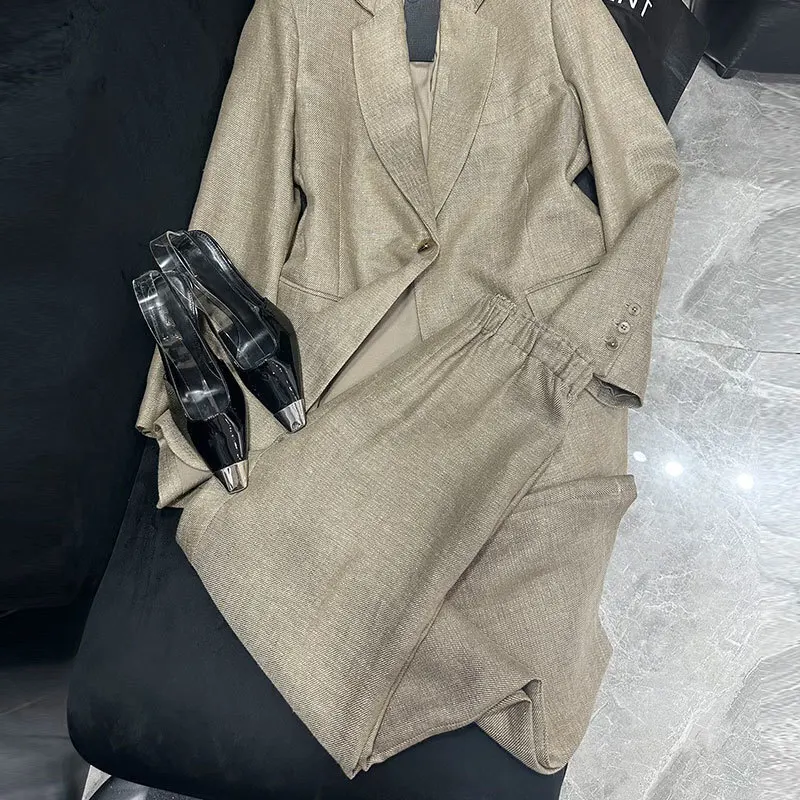 Женский осенний пиджак комплекты из двух предметов модные однобортные костюмы с