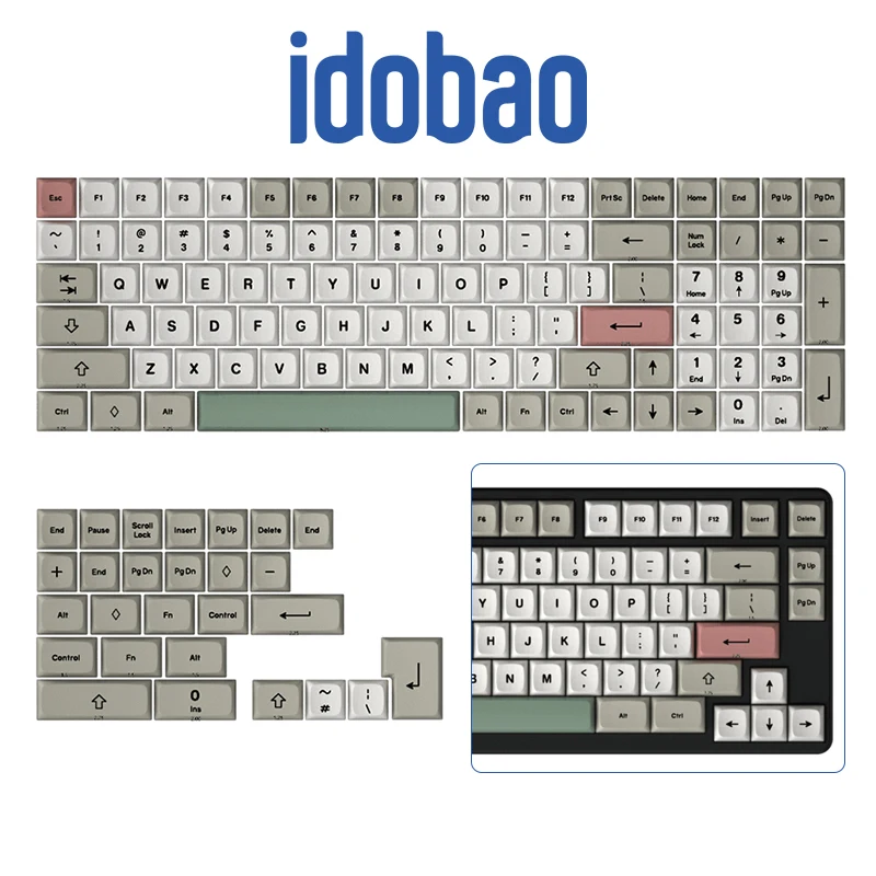 

Idobao 9009 Ретро Заказные колпачки для ключей PBT 127 ключей белые колпачки для ключей XDA для MX Переключатель механическая клавиатура розовый ESC зеленый космос