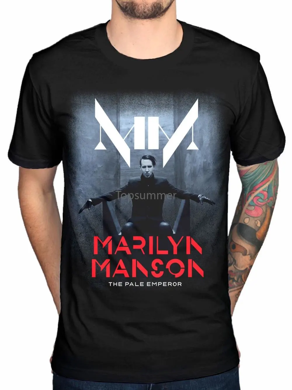 

Customised T Shirtscrew Neck Men Marilyn Manson The Pale Emperor Mens Black Cotton T-Shirt Tee New Broadcloth Short T Shirt