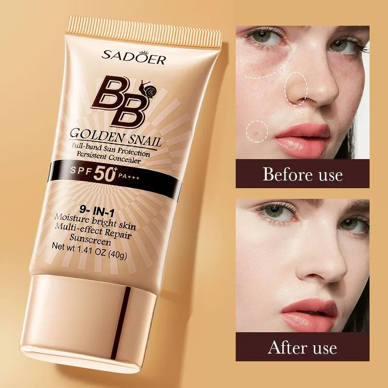 Фото SPF50 + Золотая улитка, солнцезащитный крем, BB-крем, отбеливающая основа, консилер, увлажняющий, долговечный, равномерный тон кожи, основа для макияжа, праймер №4