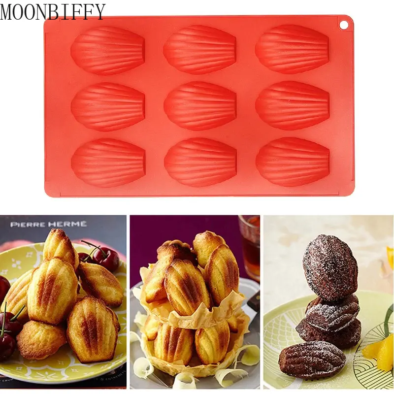 

1PC 9 Even Madeleine Shell Mould Cake Cookie Biscuits Mold Food Grade Silicone Baking Pan Tray Kitchen Oven Cake DIY Baking Tool