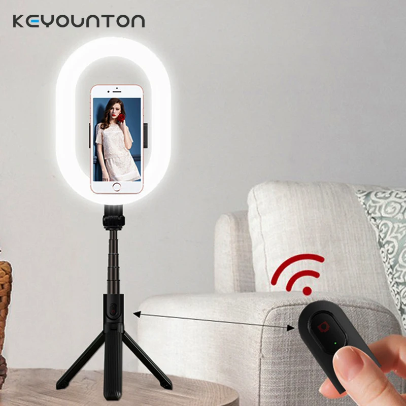 Selfie Stick With Ring Light LED Tripod For iPhone Android For Live Video Streaming Stand Holder Pole Smartphone Bluetooth 5.0