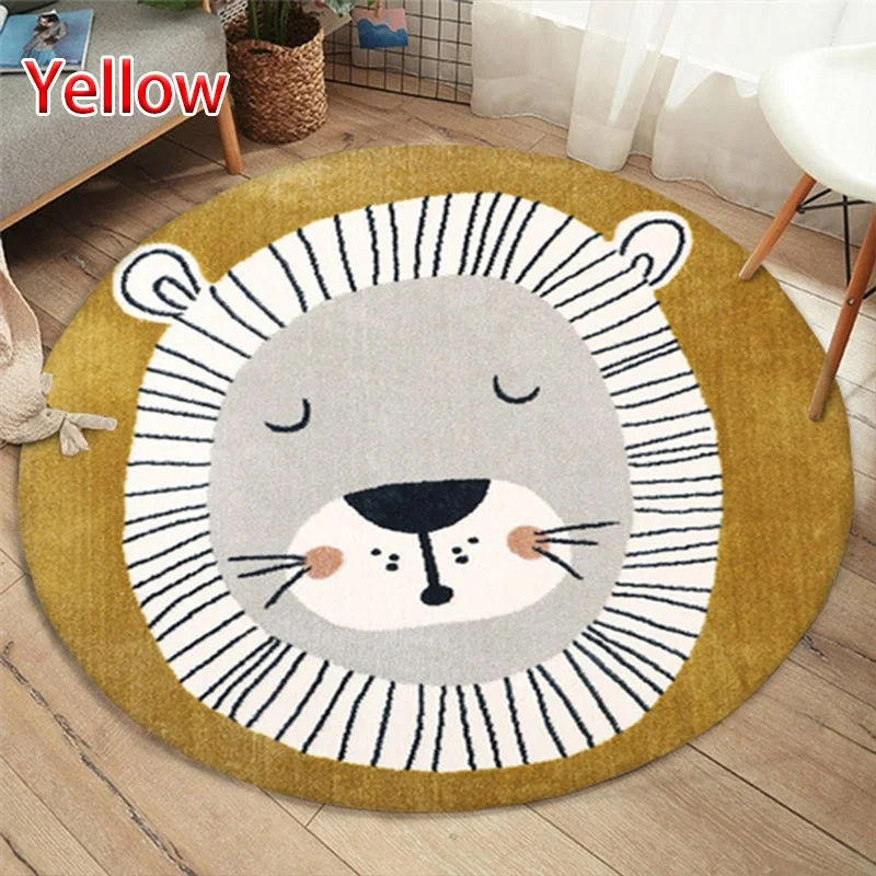 

Cartoon Children Round Carpet Cartoon Cute Lion Bedroom Room Bed Home INS Floor Mat Animal Game Floor Mat Aisle Decoration Rug