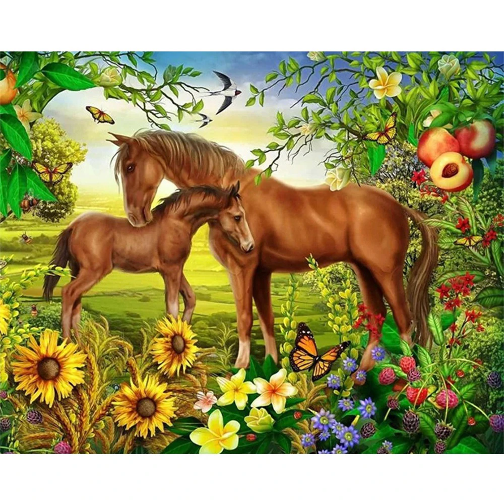 

YIBRIGHT алмазная живопись лошадь вышивка своими руками квадрат/Круглый Алмаз Набор для вышивки крестом постер домашний декор