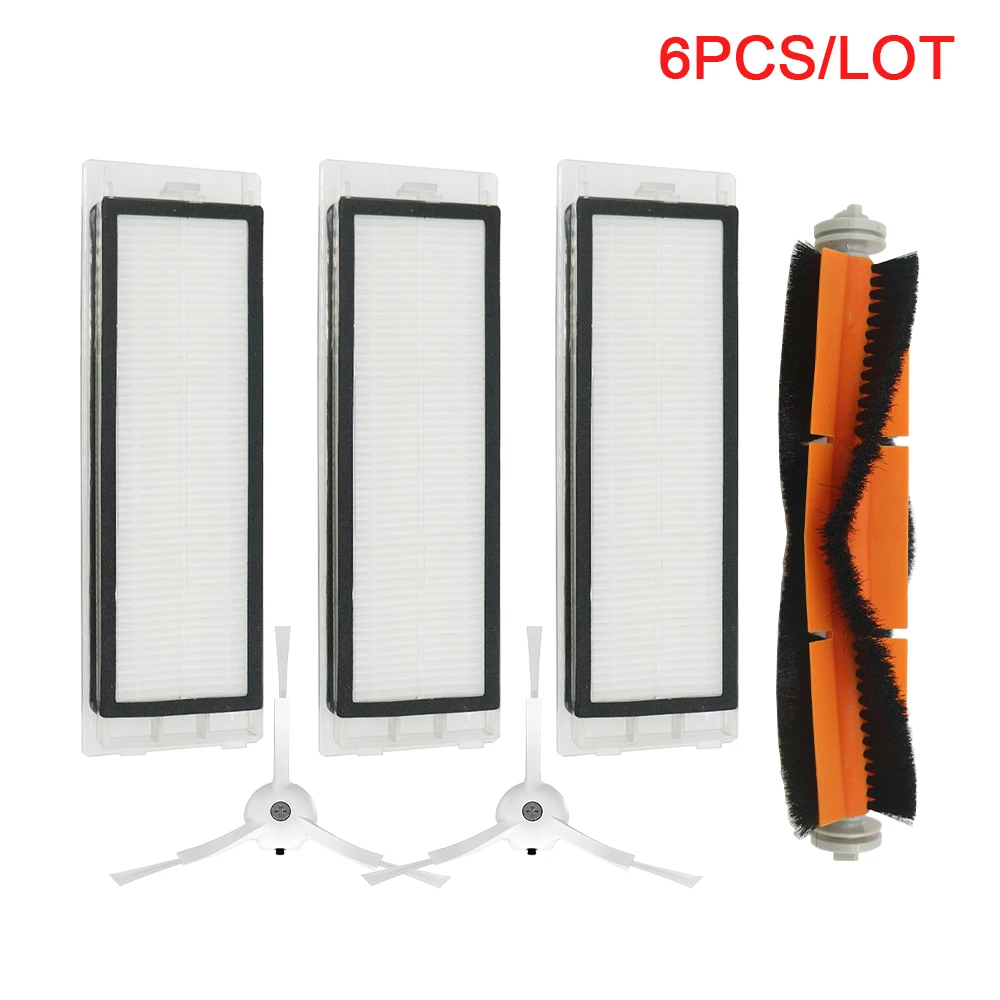 3 szt. Filtr HEPA + 1 wałka 2 szczotki bocznej do odkurzacza Xiaomi Mi Roborock S50 S51 S55 T4 T6 T7 T60