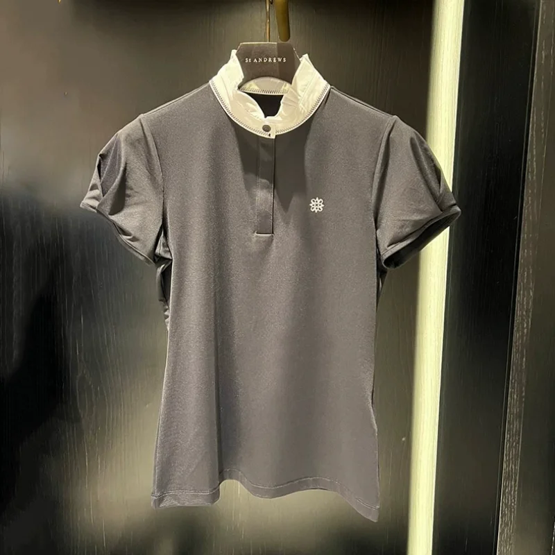 Golf dress women's outdoor sports top stand collar casual