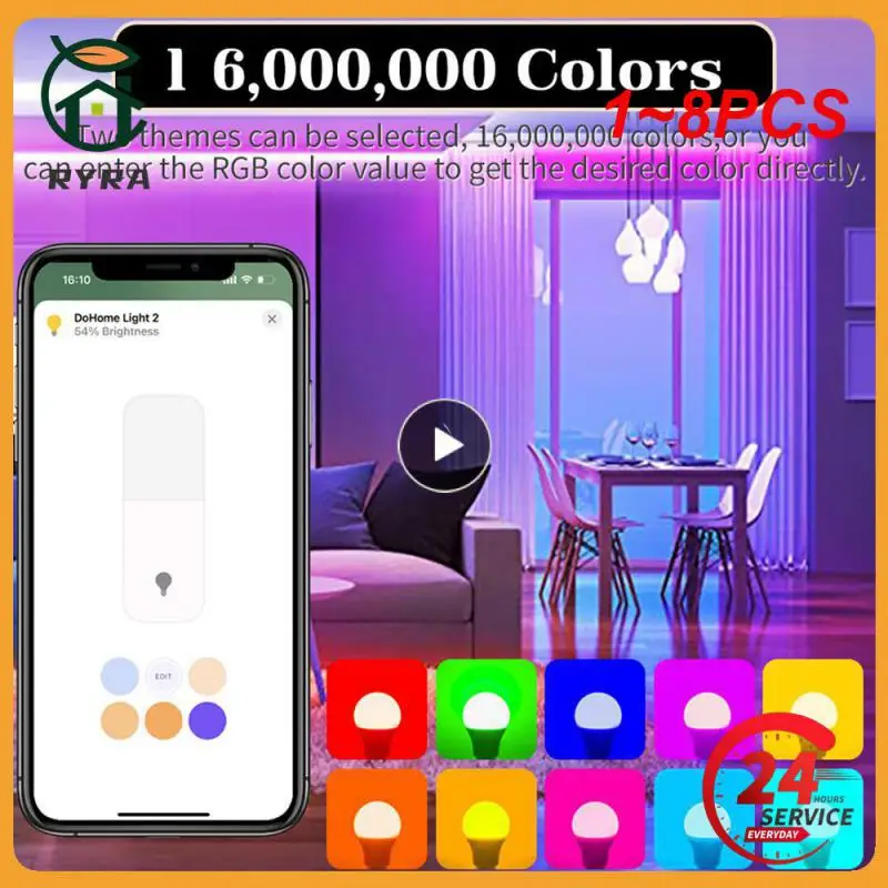 

1~8PCS Apple Homekit WIFI LED Smart lamp 9W RGB Voice Control Smart Home Bulb Work With Dohome Apple IOS / Bluetooth 4.0