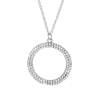 full diamond wheel luck pendant clavicle chain shiny paved tiny crysral circle round choker necklaces pendant silver color chain