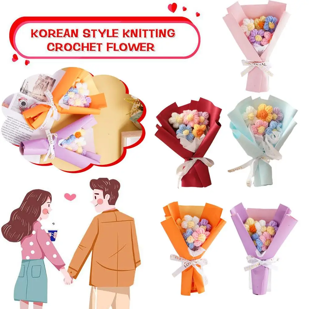 Ручная работа вязаный крючком вечный цветок Плетеный букет творческий A7B2