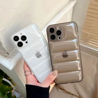 fashion 3d down jacket cute clear phone case for iphone 13 11 12 pro max x xr xs max 7 8plus the puffer case soft silicone cover