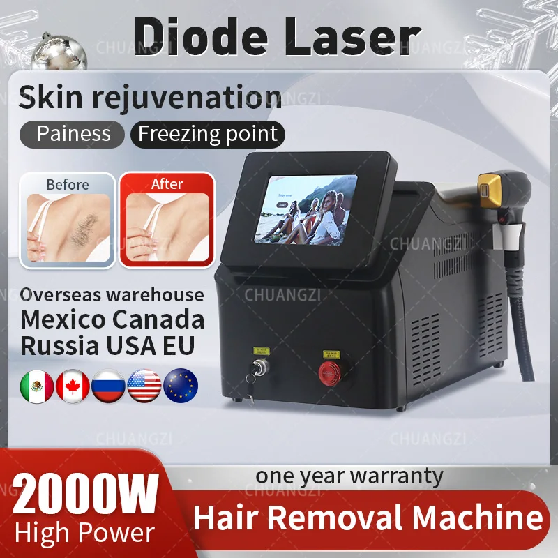

Популярный Высококачественный портативный диодный лазер с 3 длинами волны 808 нм мощный безболезненный аппарат для удаления волос Профессиональный для салона