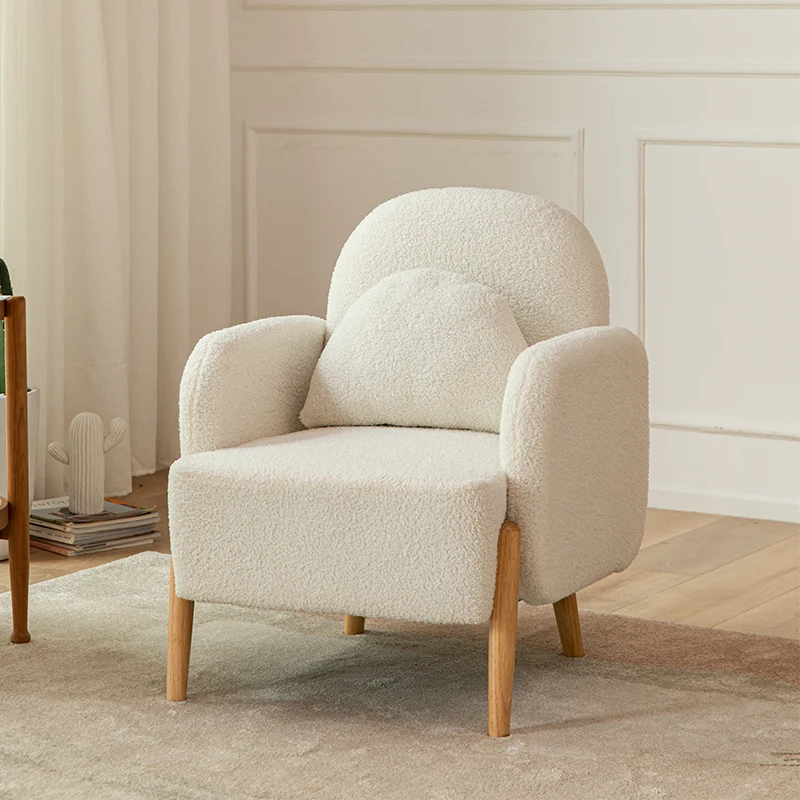 

Single Living Room Sofa Fashion Lambswool Design Armchair INS Ergonomics Soft Seats Bedroom Small Living Room Chairs Furniture