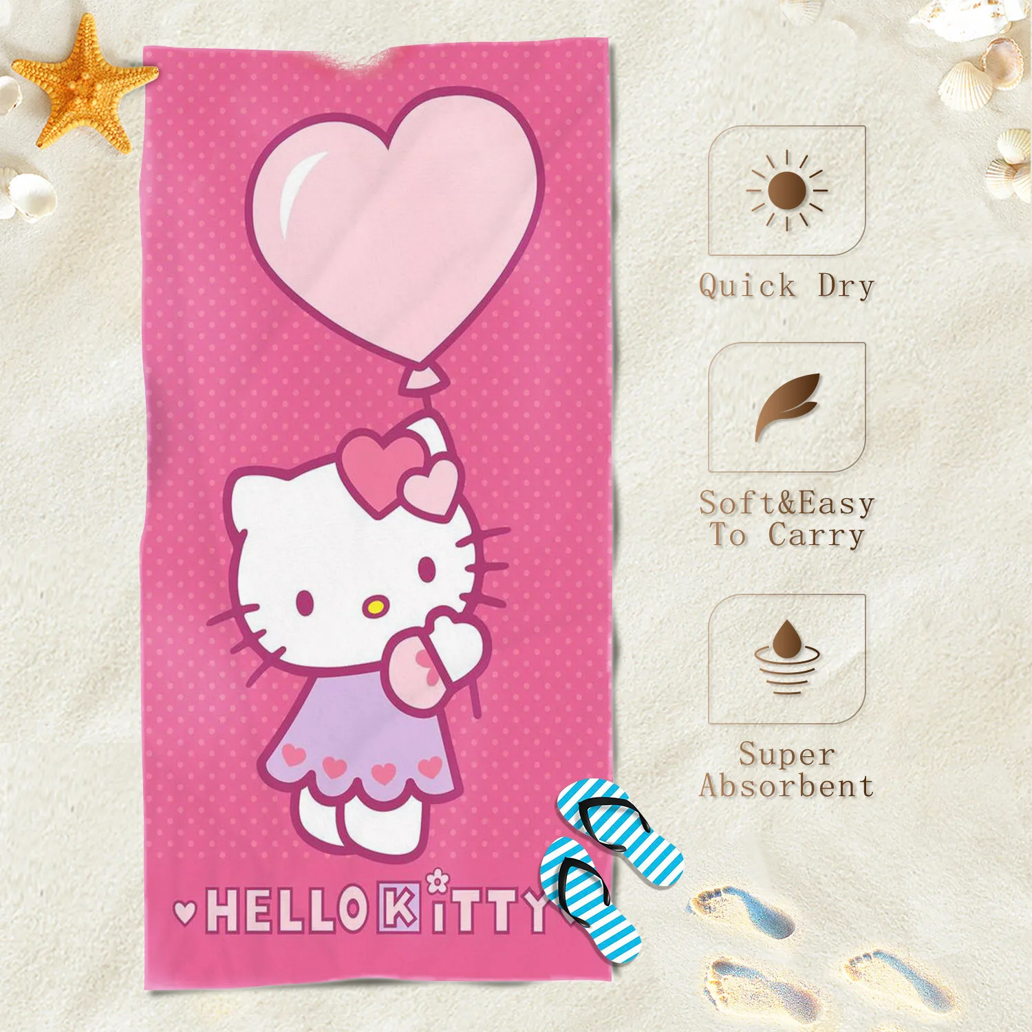 Пляжное полотенце Hello Kitty мультфильм милый Санрио декор комнаты ванна рука дом