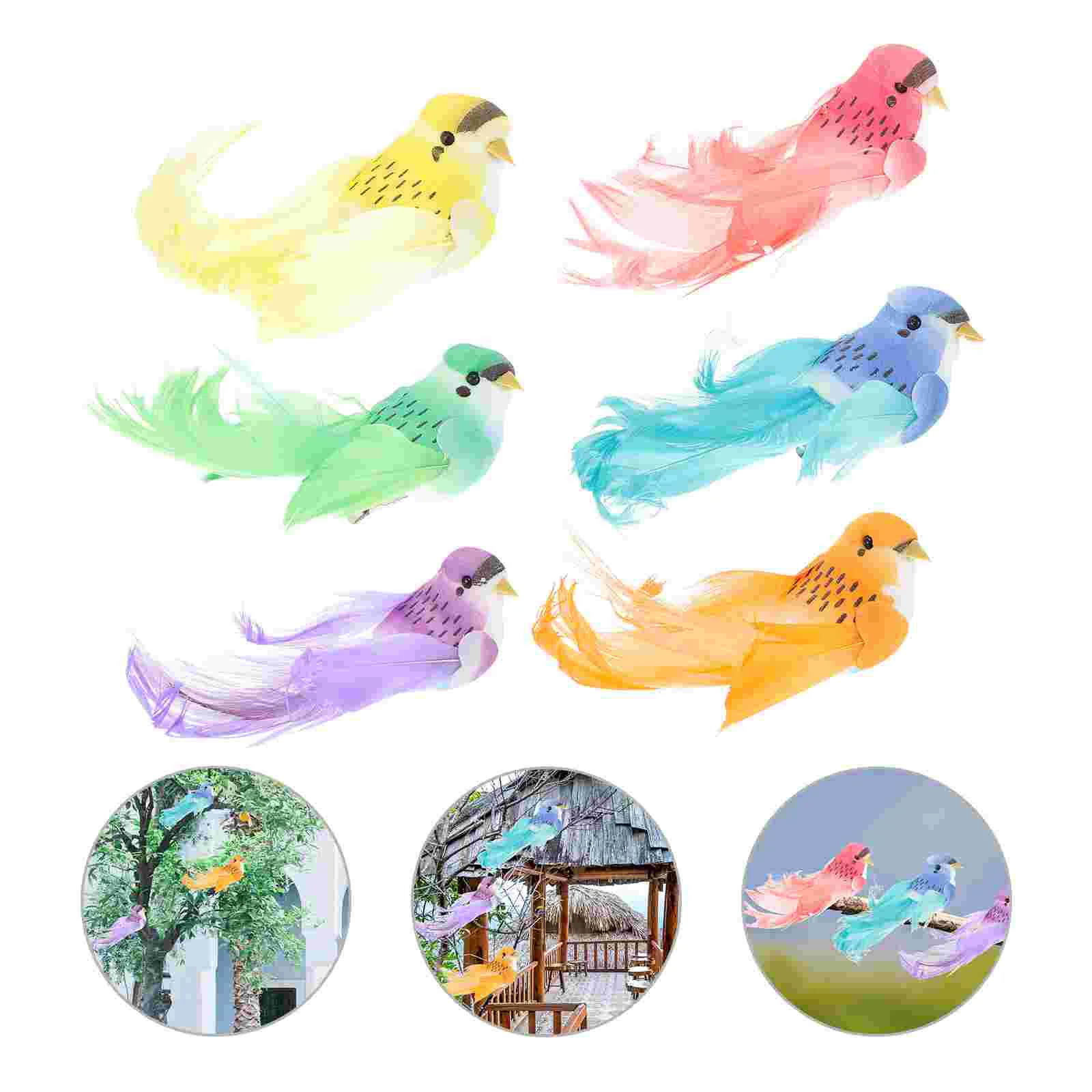 

Bird Birds Artificial Ornaments Tree Garden Christmashummingbird Statue Figurineclip Sparrowdecor Simulation Ornament Fake