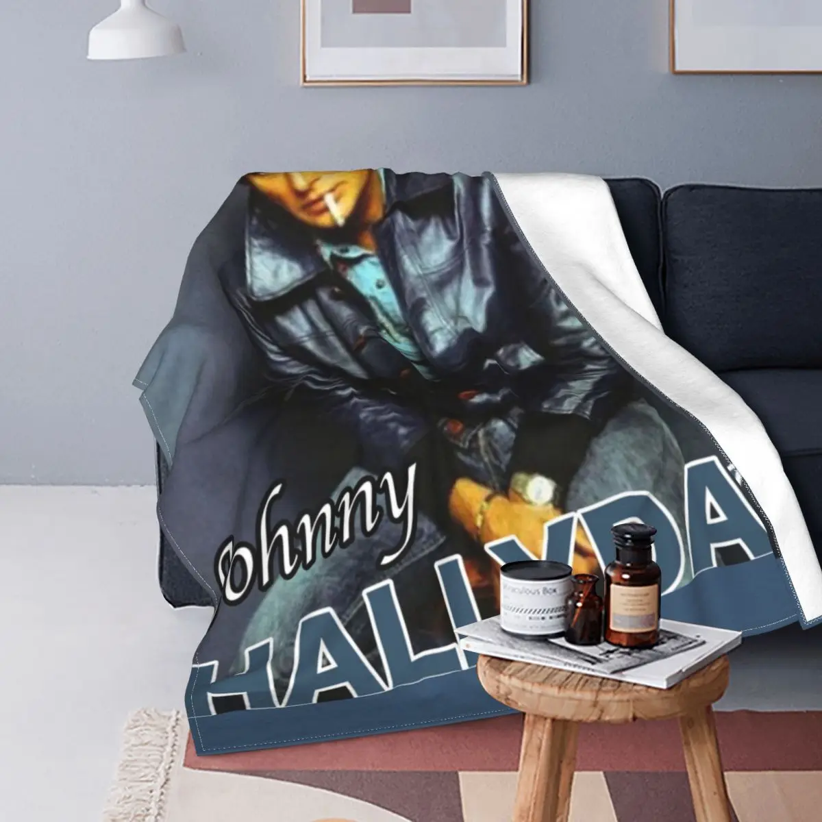 

Johnny Hallyday French Singer Blankets Fleece Decoration Music Legend Breathable Soft Throw Blanket for Sofa Office Rug Piece