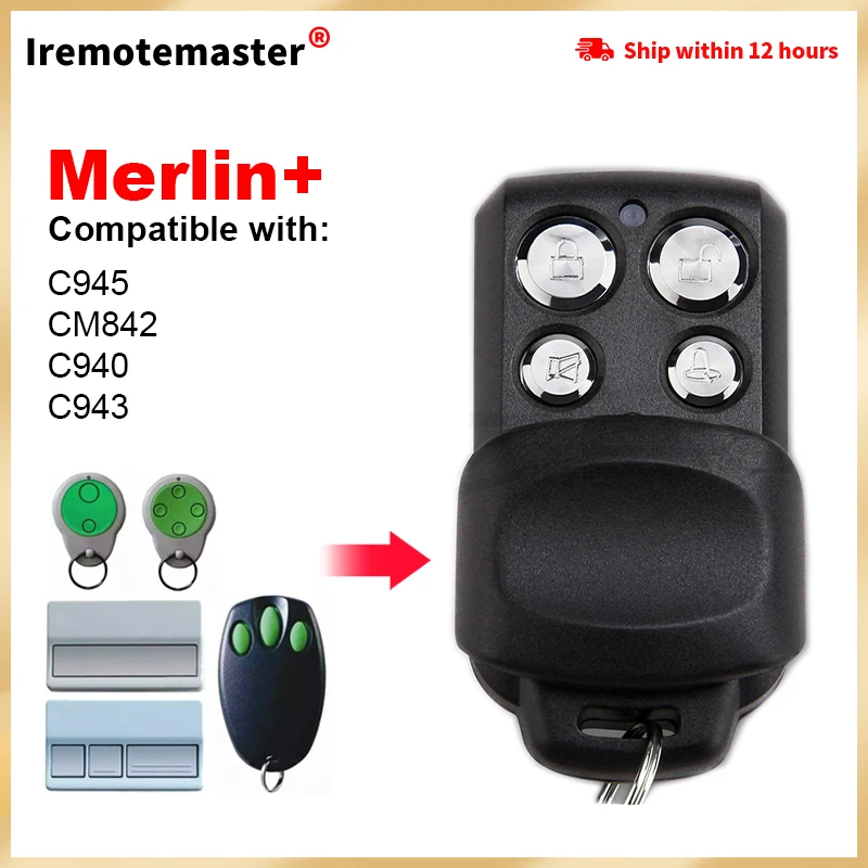 Фото Для MERLIN + C945 CM842 C940 C943 CM844 CM128 HE60 MGA600 MT60 MT800 пульт дистанционного управления гаражными воротами 433,92 МГц командный передатчик №1