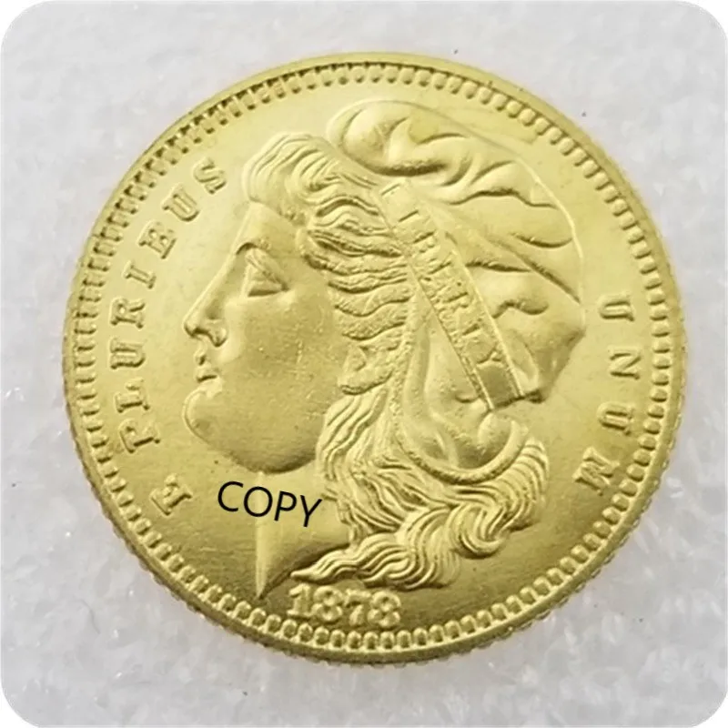 

American 1878 5 Dollars Brass Gold-plated Commemorative Collectible Coin Gift Lucky Challenge Coin COPY COIN