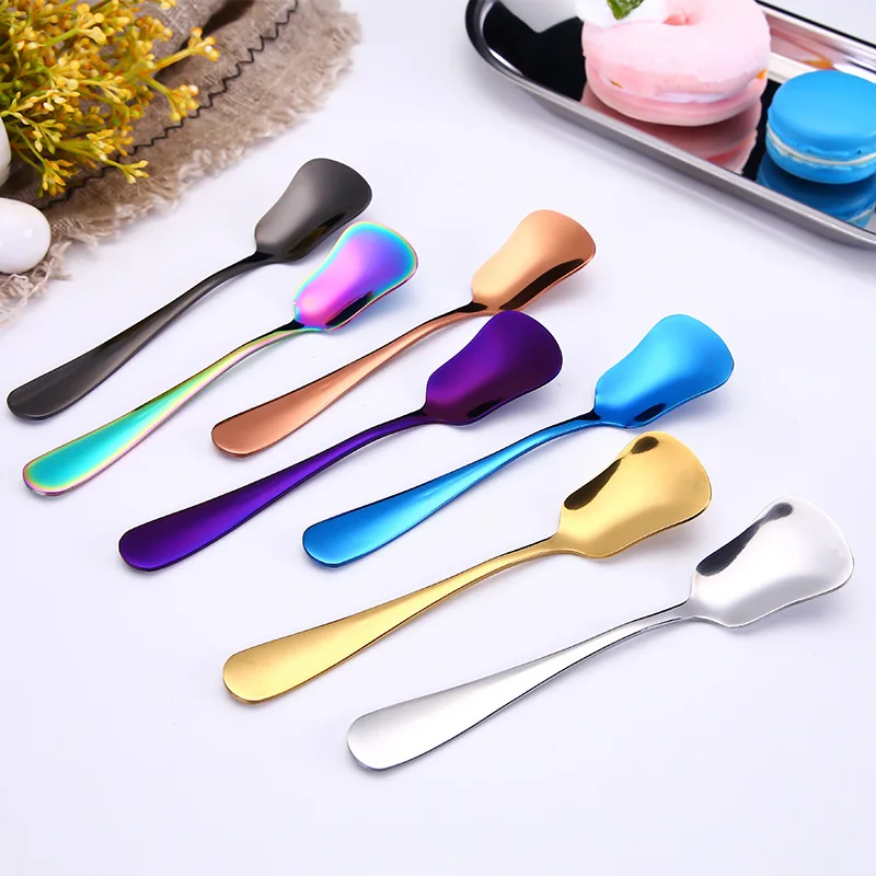 

Ice Cream Spoons Stainless forks Steel Plated Dessert Scoop Tea Coffee Stirring Cake Sugar Honey Creative Kitchen Flatware DH655