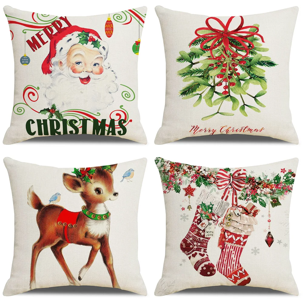 

Home Living Room Sofa Bedroom Waist Pillow Linen Christmas Pillowcase