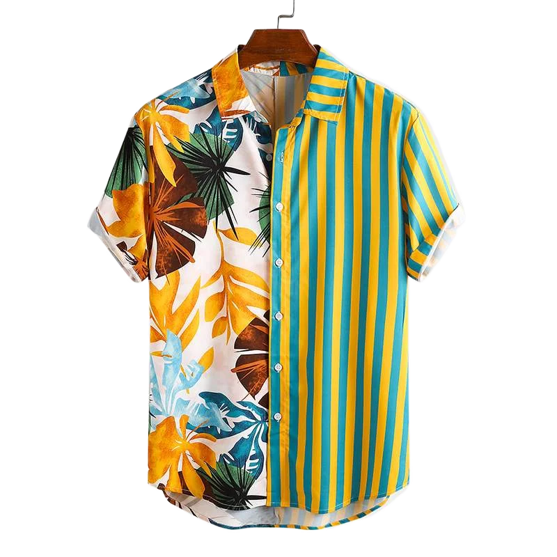 Men's Ethnic Print Shirts Lapel Short Sleeves Casual Loose Soft Shirts Plus Size Summer Vacation Hawaii Blusas