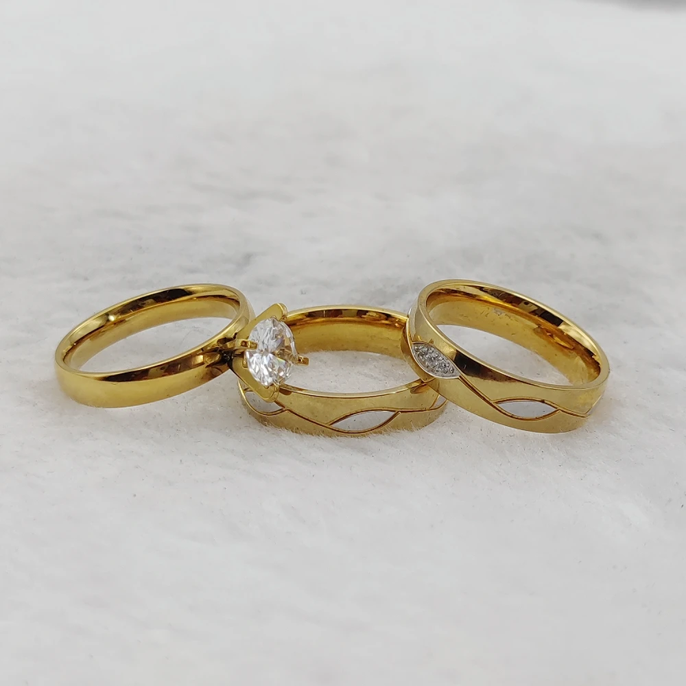 Designer Valentines Wholesaler Dubai Jewelry 18k Gold Plated Rings Wedding Engagement Marriage Couples Ring Woman