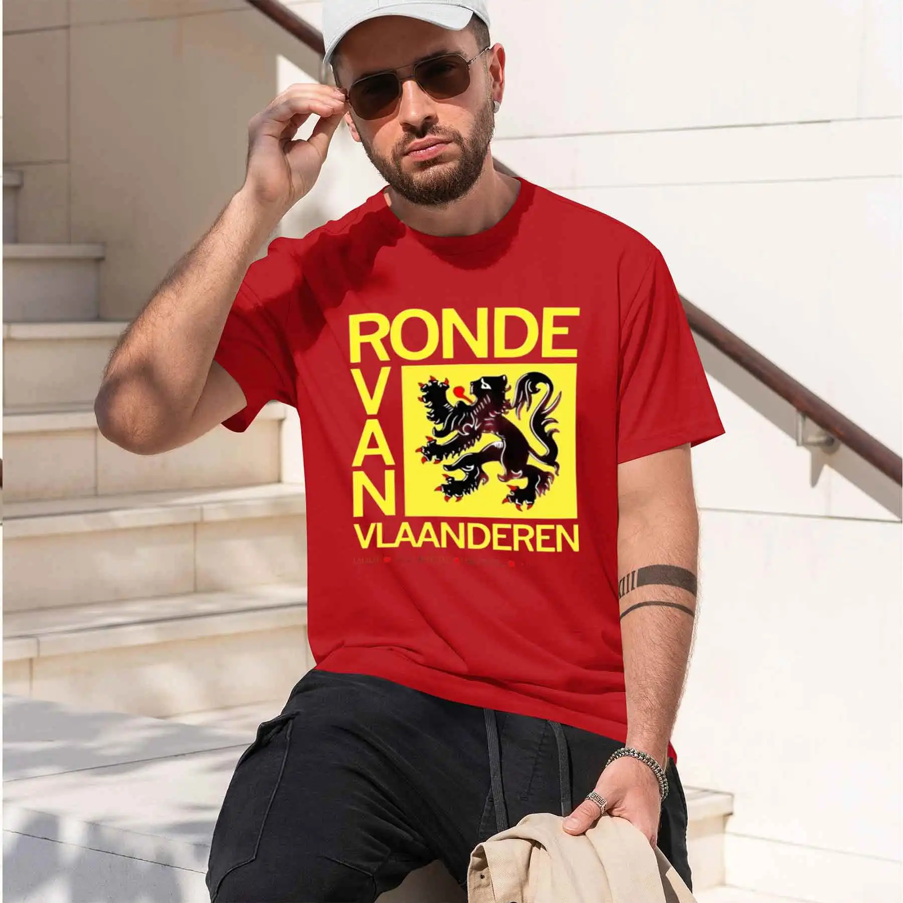 Новая футболка с принтом 2026 года: Мужская велосипедная футболка Ronde Van Vlaanderen с классическим принтом флеммасского льва, повседневный топ с коротким рукавом (art.: 3920d9bcff04a) - 3920d9bcff04a