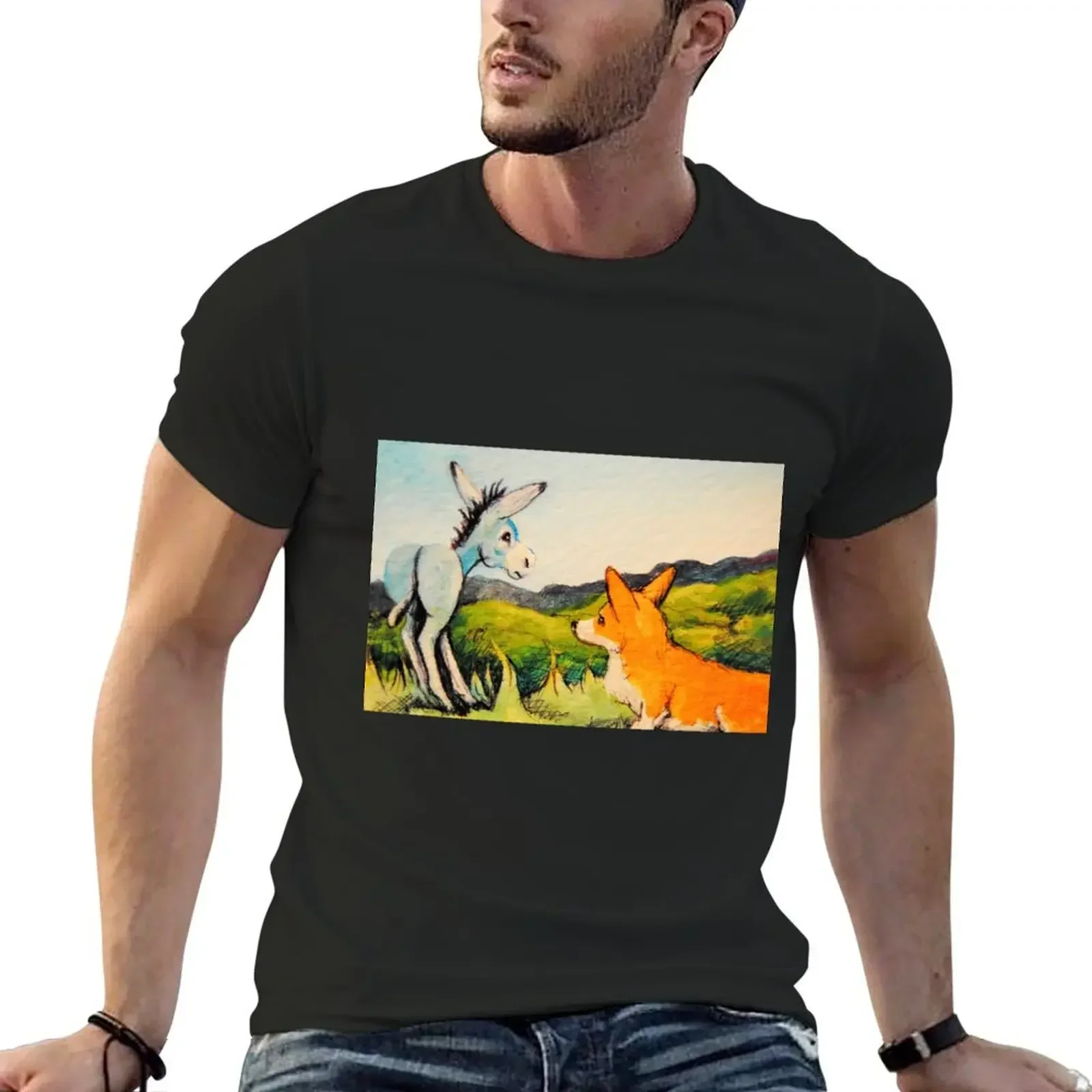 Осел ~ Вельш Пэмброк корги собака Goldfield Colororado футболка аниме больших размеров