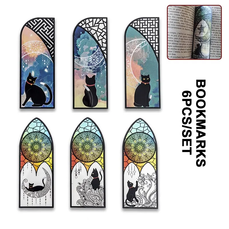 

3pcs Set Beautiful Day PET Bookmark Black Leah Daily Series Cat Literary Handbook Creative Book Page Folder