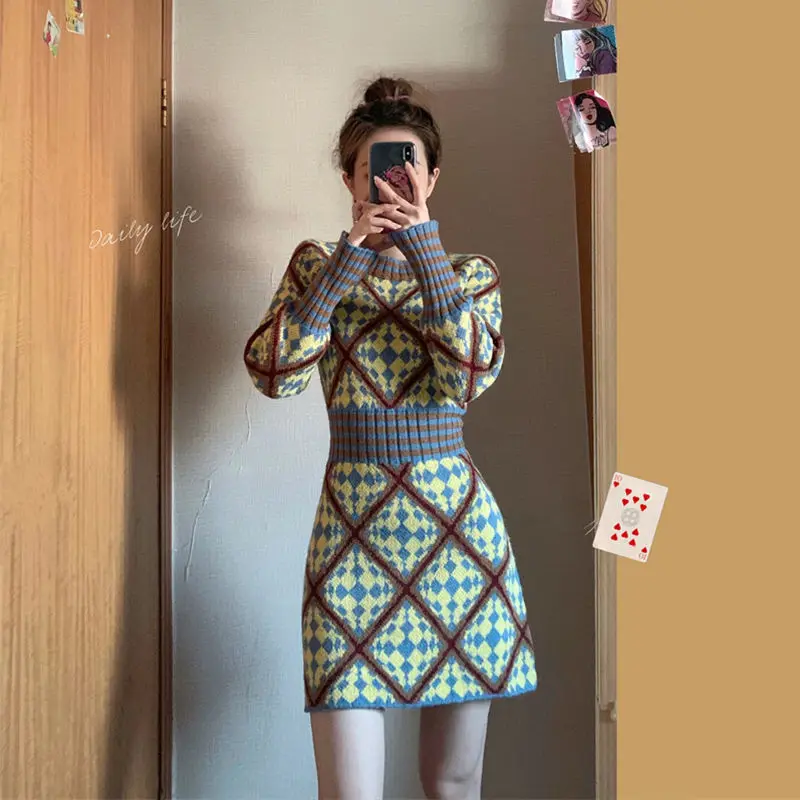 

Plaid Dresses for Women Crochet Knitted 2023 Clothes Retro Woman Dress Cheap Casual Beach Thic Korean Style Free Shipping Luxury