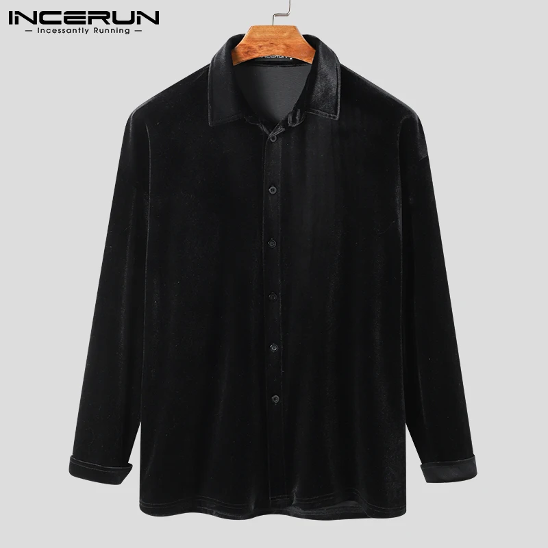 INCERUN Tops 2022 American Style New Men's Fashion All-match Simple Blouse Stylish Male Solid High-end Long-sleeved Shirts S-5XL
