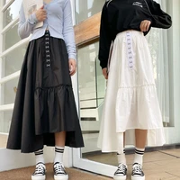 long skirt womens fashion 2022 real shot black irregular skirt womens new niche mid length temperament skirt