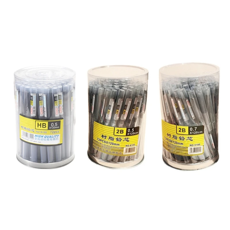 

72 Tubes Lead Refills 2B HB Long Lasting Write Smoothly 0.7mm 0.5mm for Writing
