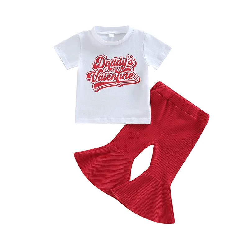 

Детский брючный костюм Bmnmsl для девочек, рубашка с длинным рукавом, круглым вырезом и буквенным принтом + повседневные уличные штаны с колокольчиками