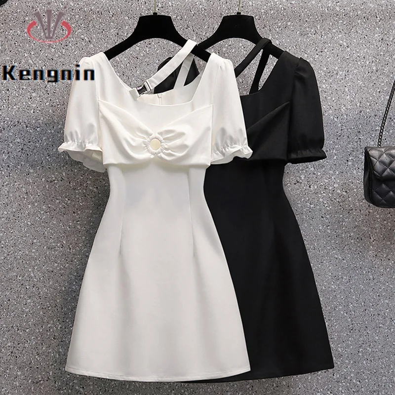 

Женское свободное платье, простое офисное платье с вырезами, черное или белое платье, модель KE3358 на лето, 2023