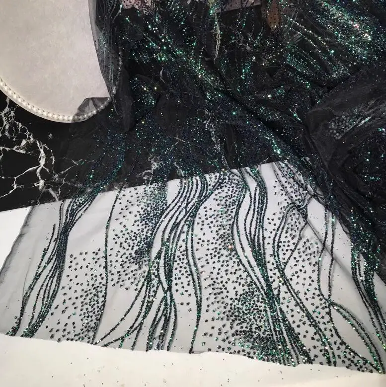 W140 см новый цвет темно-зеленый блестящий тюль украшение/индивидуальный материал