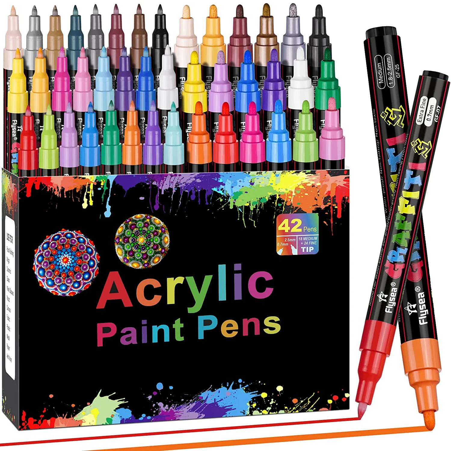 Premium Paint Pen Acrylic Paint Marker 0.7mm Fine Point and 2.0mm Middle Tip Acrylic Art Marker for All Surfaces Art Supplies