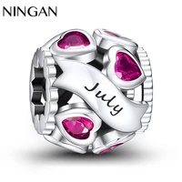 ningan love zircon july birthstone charms openwork round charm for women bracelet new sterling silver fine jewelry
