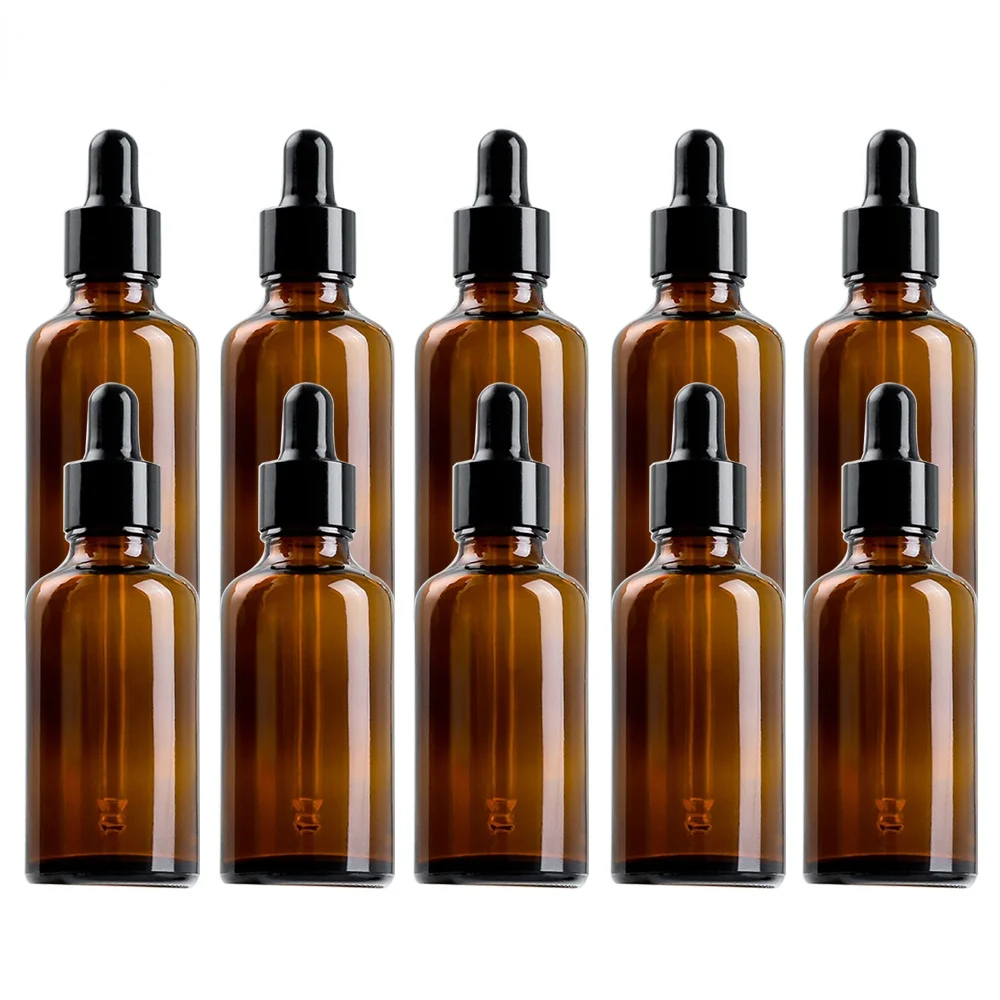 10pcs 10ml 20ml 30ml 50ml Amber Glass Drop Bottle Liquid Reagent Pipette Bottle with Eye Dropper for Essential oil Aromatherapy