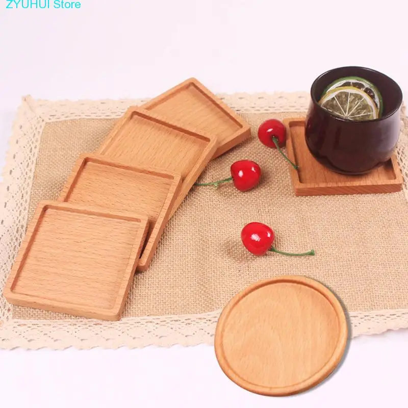 

Tea Coffee Cup Pad Square Round Durable Drink Mat Placemats Decor Home Table Heat Resistant Walnut Wood Coasters 1 Pcs